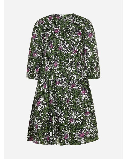 Max Mara Assunta Floral Print Cotton Dress in Green - Lyst