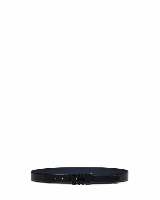 Ferragamo White Two-Tone Gancini Reversible Belt for men