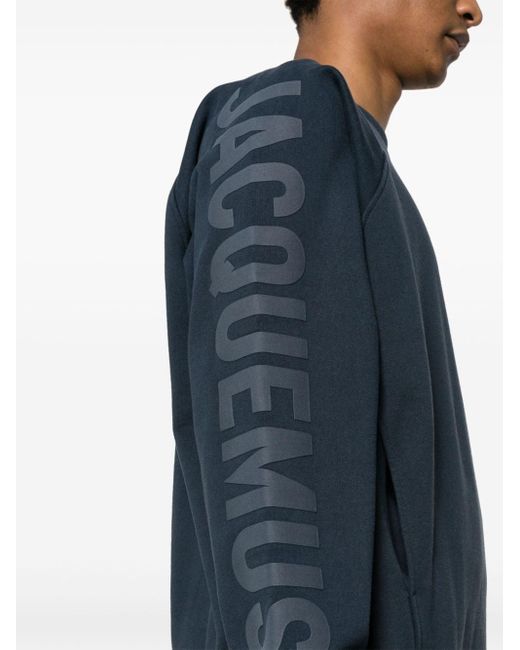 Jacquemus Blue Le Sweatshirt Typo Logo-Print Top for men