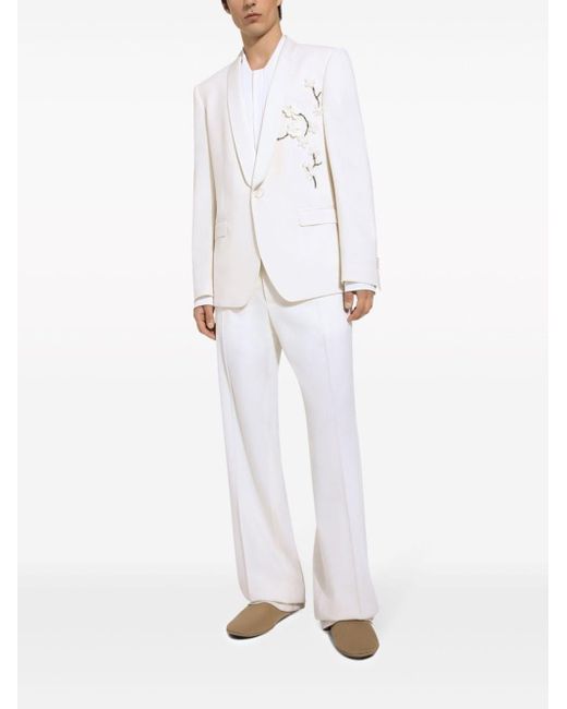 Dolce & Gabbana White Appliqué Blazer for men