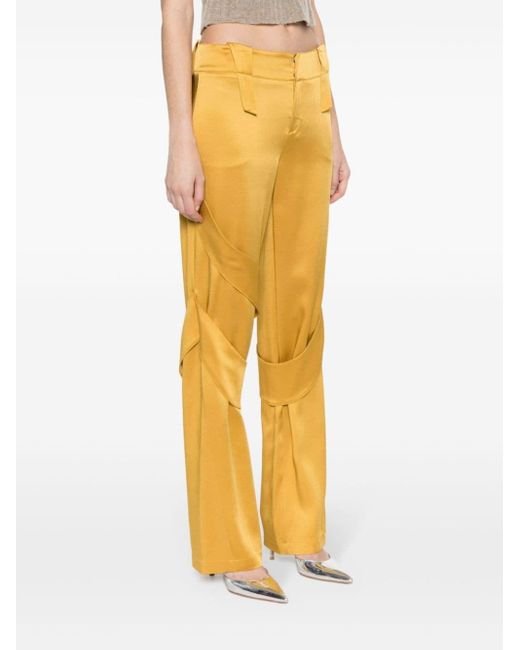 Blumarine Yellow Satin Cargo Pants