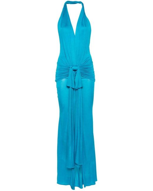 Blumarine Blue Long Jersey Dress