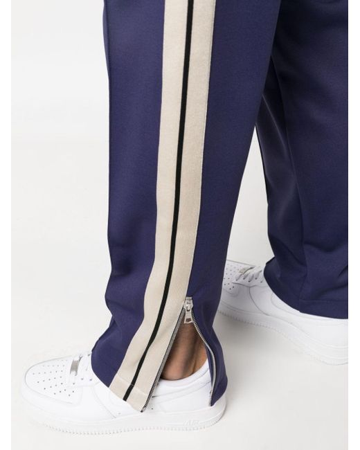 Palm Angels Blue Logo-print Side-stripe Track Pants for men