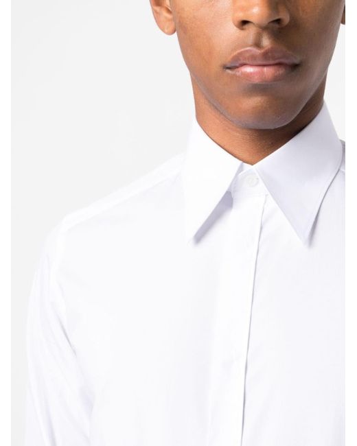 Dolce & Gabbana White Pointed-collar Cotton Shirt for men