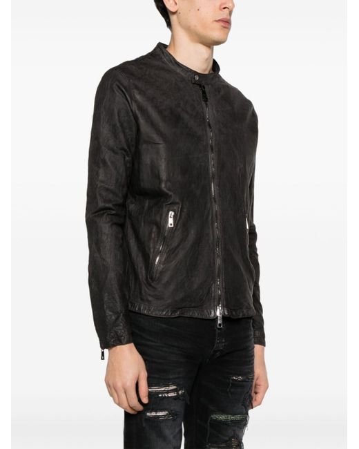 Giorgio Brato Black Leather Jacket for men