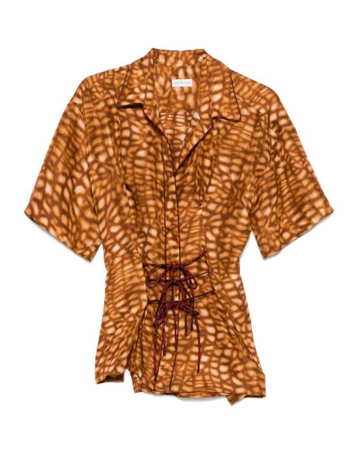 CAMICIA IN SETA di Dries Van Noten in Brown