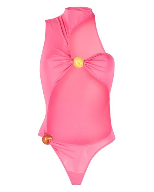 Jacquemus Asymmetric Bodysuit in Pink | Lyst