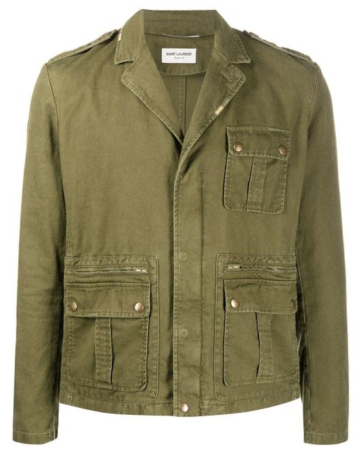 Saint Laurent Green Cargo-pocket Military Jacket for men