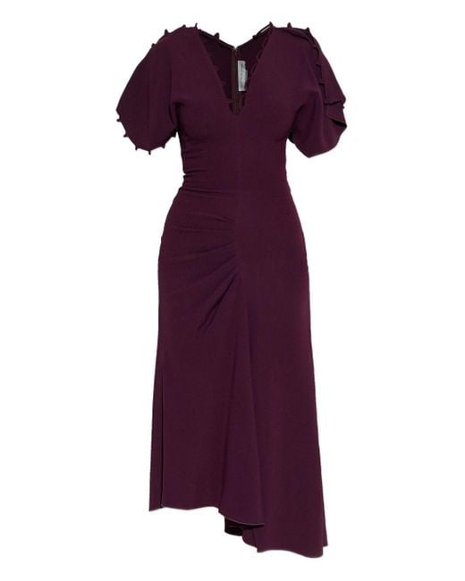 Abito midi in crepe di Victoria Beckham in Purple