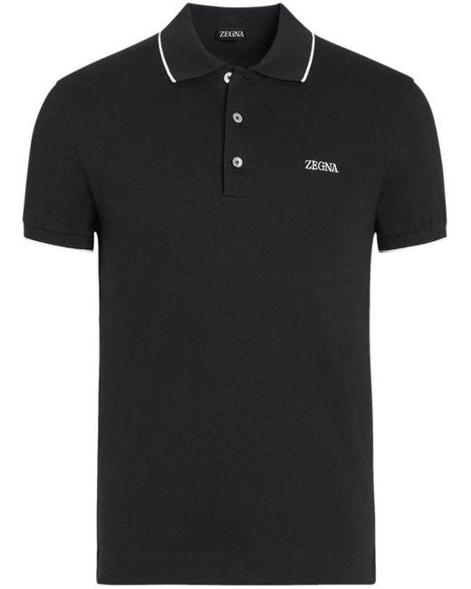 Zegna Black Logo Polo Shirt for men