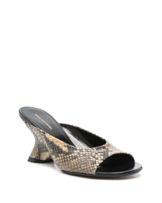 Dries Van Noten Natural Printed Leather Mules