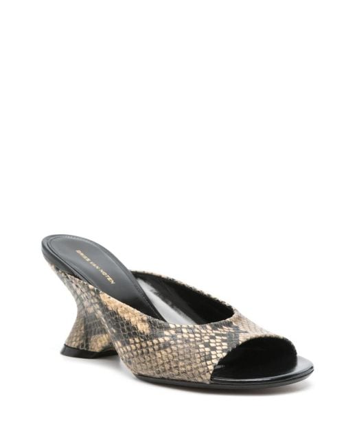 Dries Van Noten Natural Printed Leather Mules