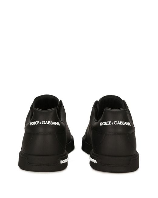 Dolce & Gabbana Black Portofino Leather Low-top Trainers for men