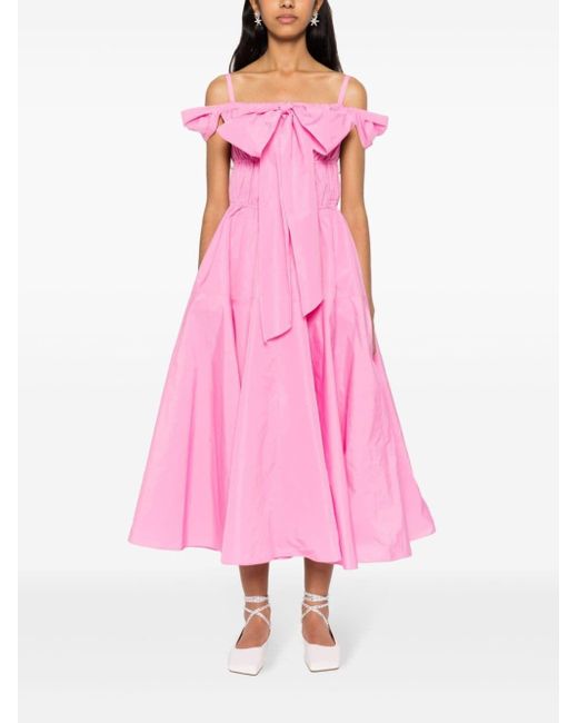 Patou Pink Bow-Detail Cocktail Midi Dress