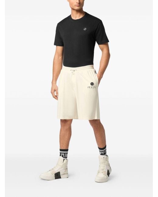 Philipp Plein Natural Logo-Appliqué Track Shorts for men