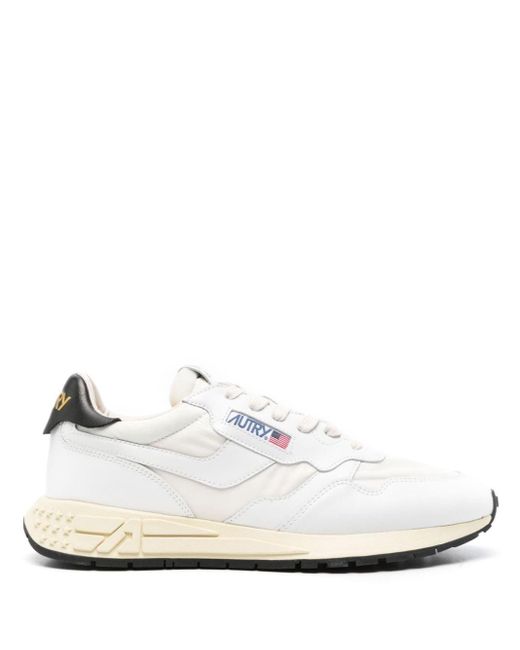 Autry Reelwind Low Sneakers In White Nylon And Suede for men