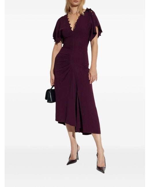 Abito midi in crepe di Victoria Beckham in Purple