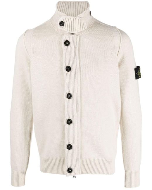 Stone Island Natural Cardigan Knit In Lambswool for men