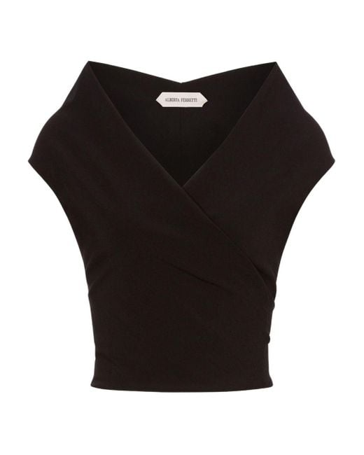 Alberta Ferretti Black Stretch Wool Top