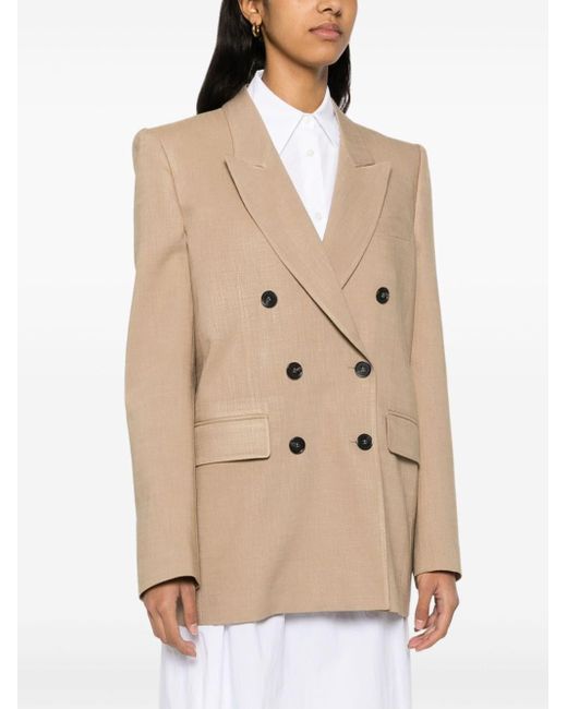 MSGM Natural Double-breasted Viscose Canvas Jacket