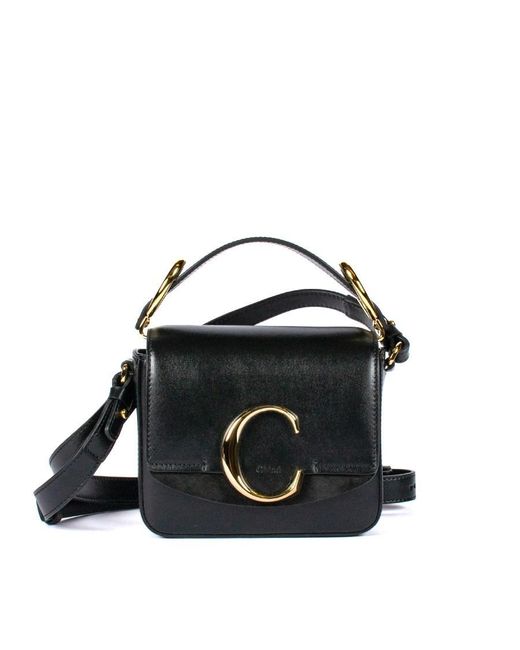 Chloé Black 'chloé C' Mini Leather Top Handle Bag