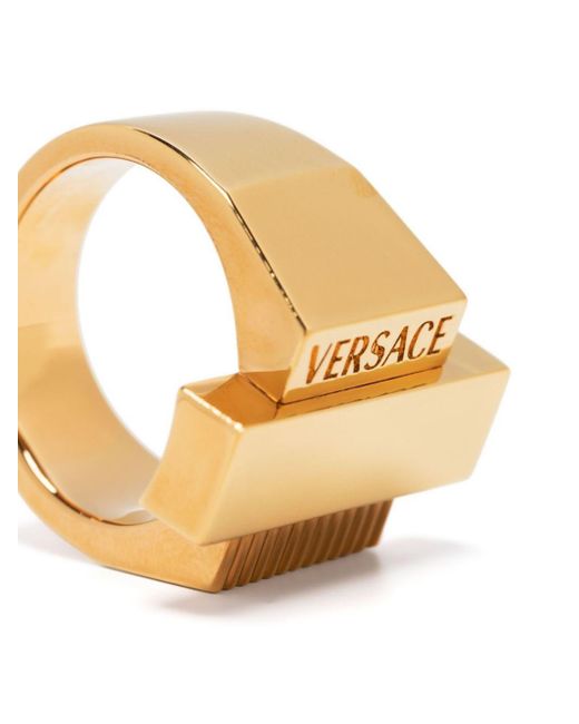 Versace Metallic Logo-engraved Ring for men