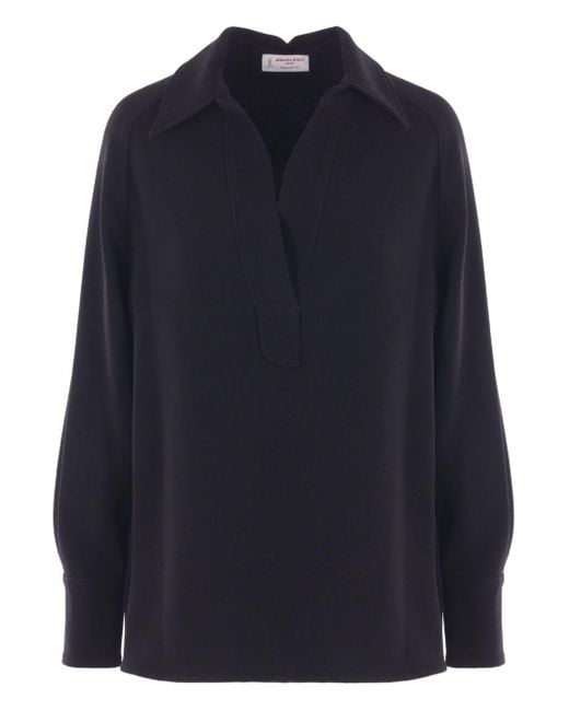 Blusa in crêpe di Alberto Biani in Blue