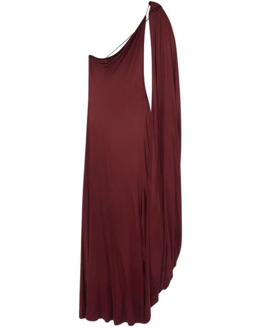 Stella McCartney Red Asymmetric Satin One-Shoulder Dress