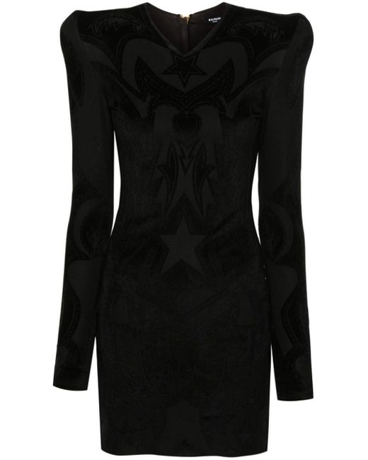 Balmain Black Dévoré Velvet Dress