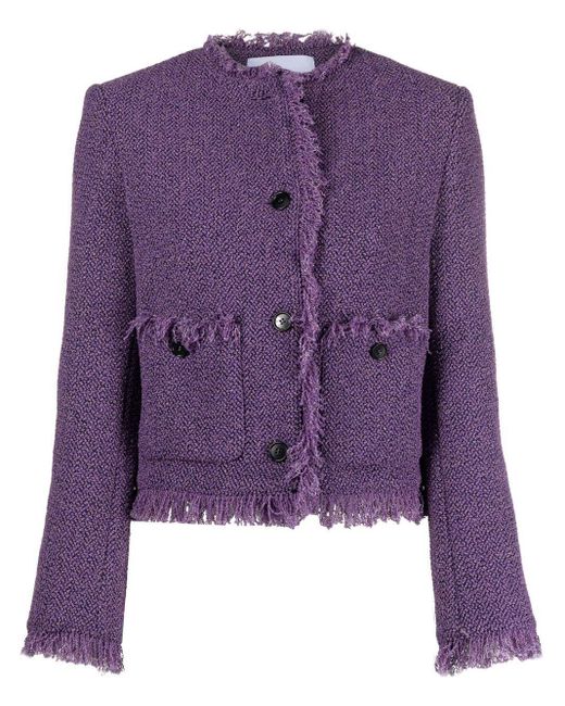 MSGM Purple Single-breasted Tweed Jacket