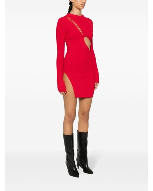 The Attico Red Knitted Mini Dress