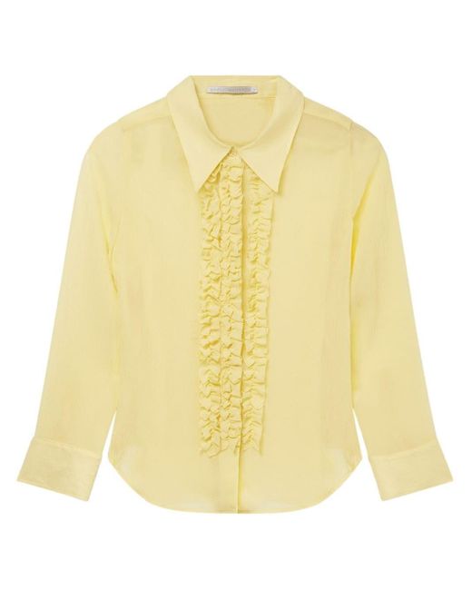 Stella McCartney Yellow Ruffle-detail Silk Shirt