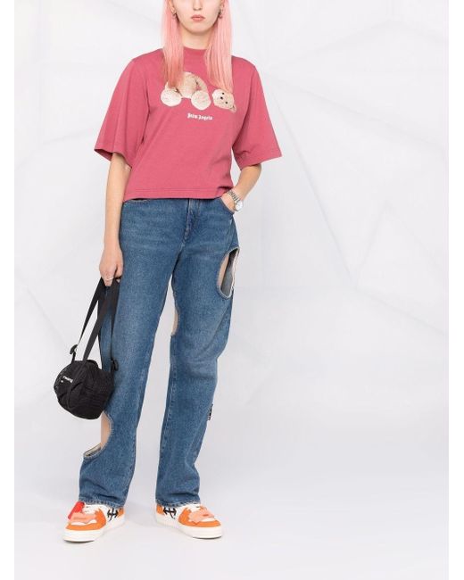 palm angels bear moletom com capuz pink