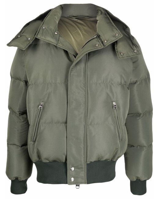 Alexander McQueen Green Logo-print Hooded Padded Coat for men