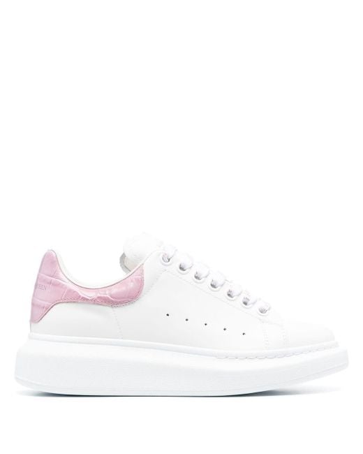 Alexander McQueen Oversize Sneakers With Crocodile Embossed Pink