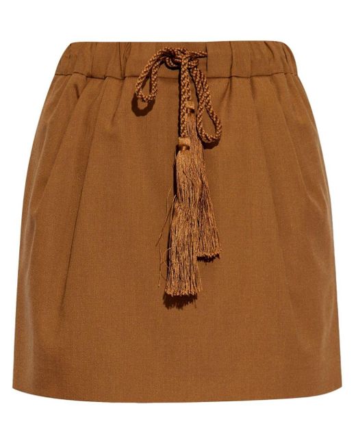 Max Mara Brown Mini Skirt In Wool, Mohair And Silk Canvas