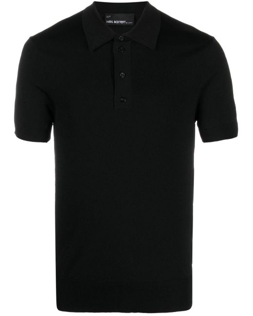 Neil Barrett Black Ribbed Polo Shirt for men