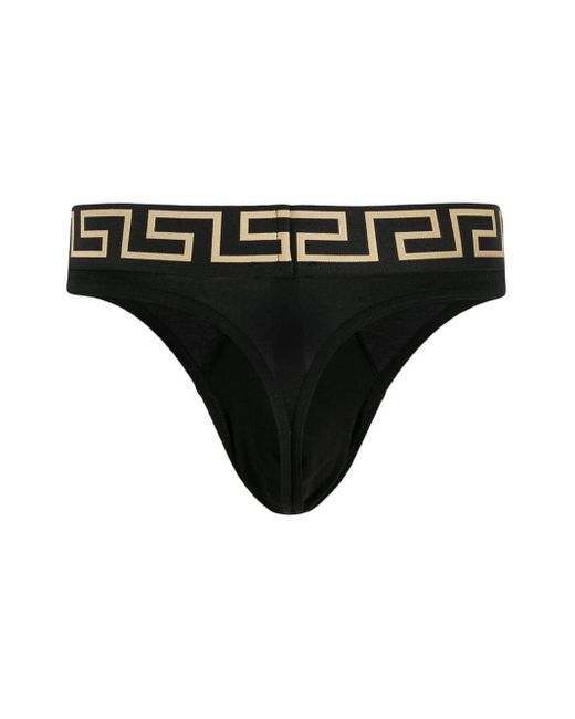 Versace Black Greca Border Thong for men