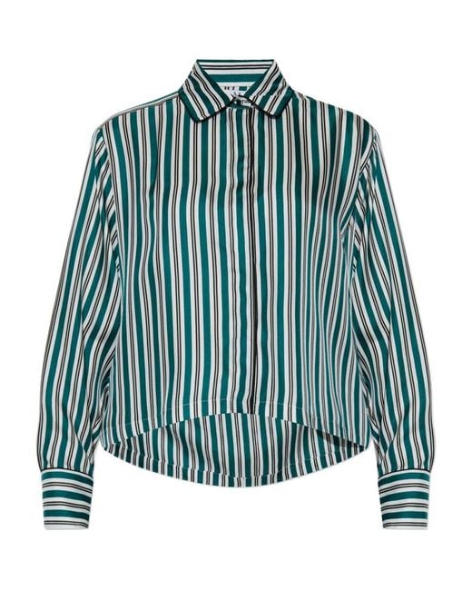 Max Mara Blue Printed Silk Cropped Shirt