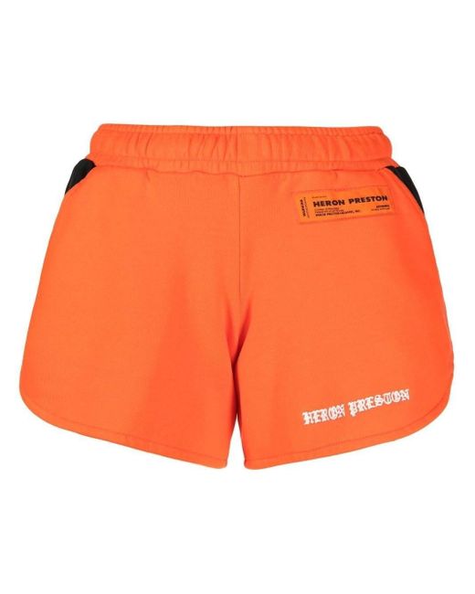 Heron Preston Logo Sporty Shorts in Orange