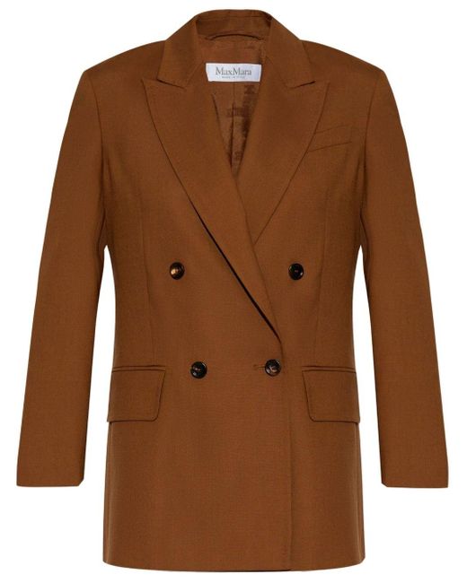 Max Mara Brown Mohair Wool And Silk Canvas Jacket