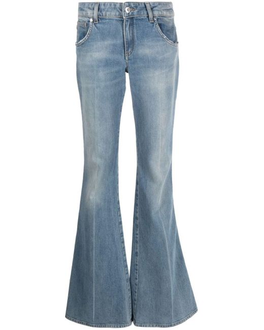 Blumarine Blue Flared Jeans In Stretch Cotton