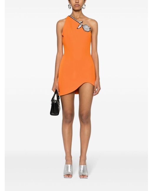 David Koma Orange Asymmetrical Dress