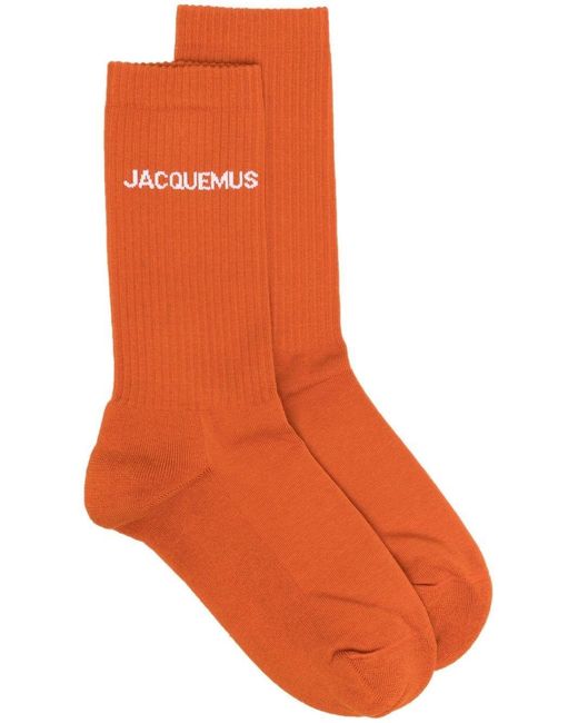 Jacquemus Orange Logo Socks for men
