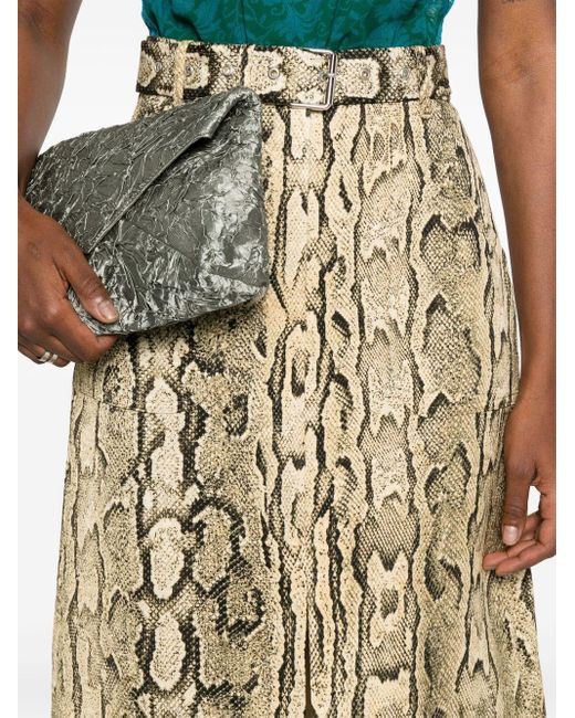 Dries Van Noten Natural Skirt With Python Print