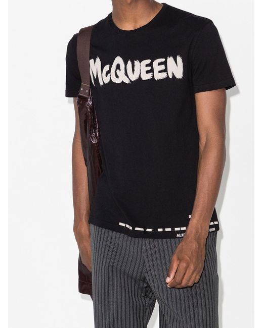 Alexander McQueen Black Logo-print T-shirt for men