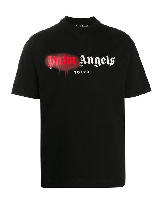 Palm Angels Black Tokyo Sprayed T-shirt for men