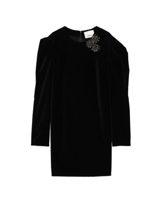 Isabel Marant Women's Black Danee Embellished Puff-Sleeve Mini Dress