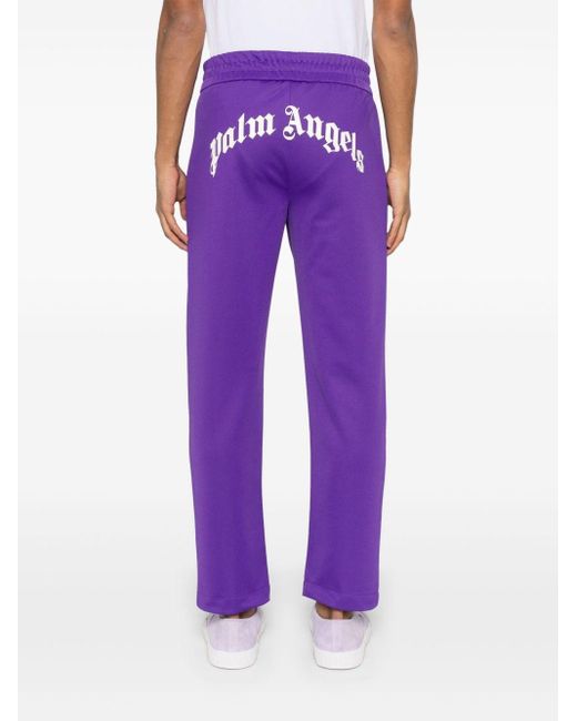Pantaloni Sportivi Con Logo di Palm Angels in Purple da Uomo