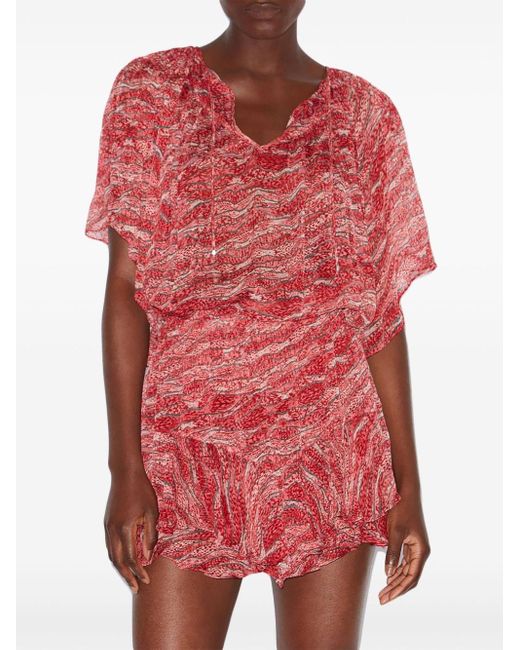 Isabel Marant Red Fuchsia Printed Mc Neslya Top